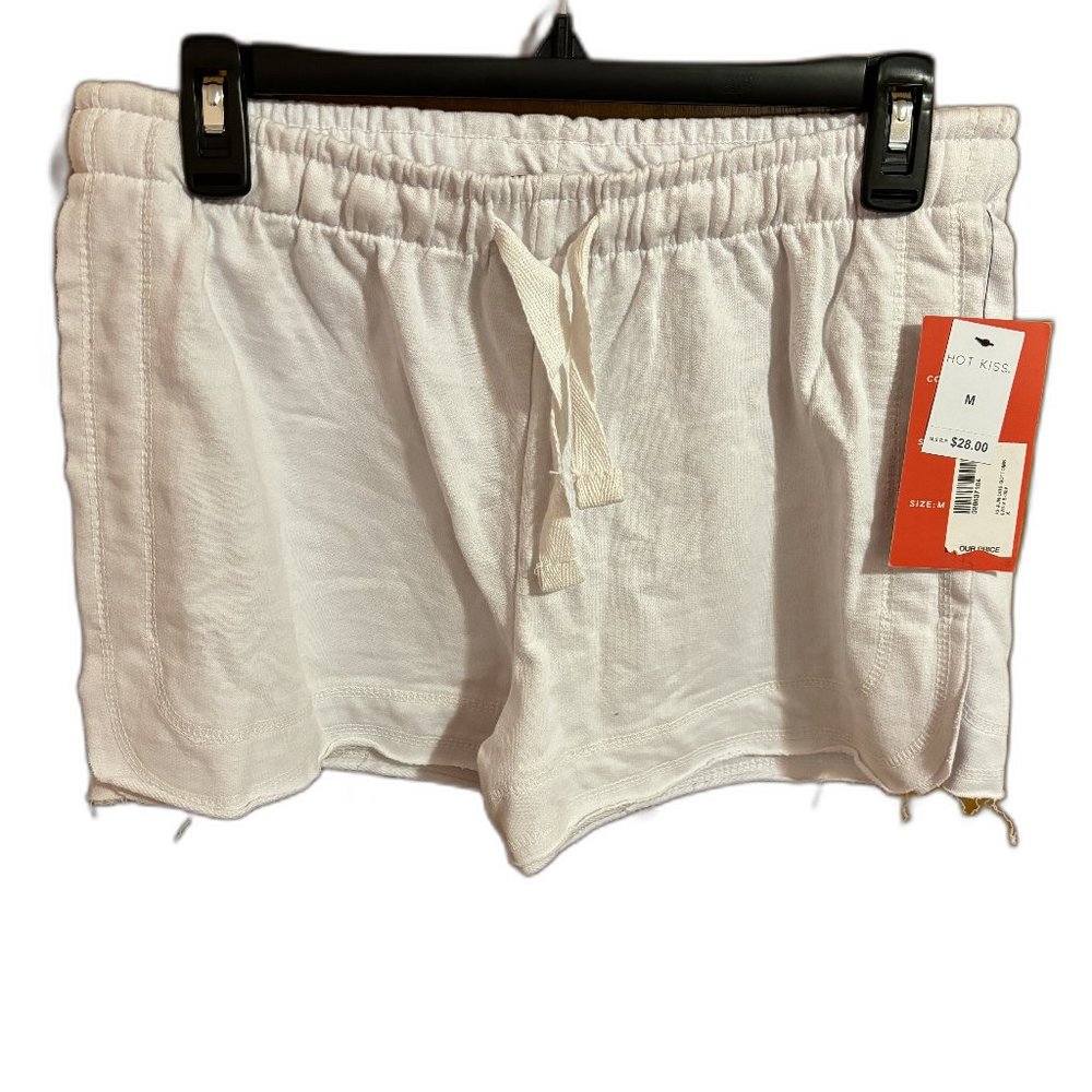 Hot Kiss Medium White Drawstring Loungewear Shorts‎